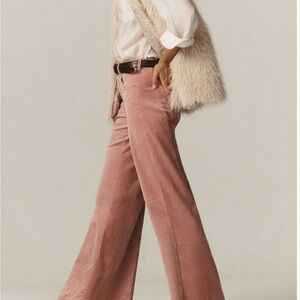 Anthropologie Pilcro Pink Velvet Wide-Leg Pants